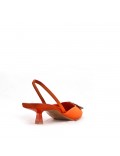 Mixed-material heeled sandal