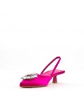 Mixed-material heeled sandal