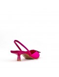 Mixed-material heeled sandal