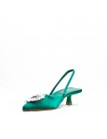 Mixed-material heeled sandal