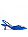 Mixed-material heeled sandal