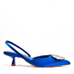 Mixed-material heeled sandal