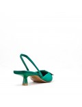 Mixed-material heeled sandal