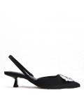 Mixed-material heeled sandal