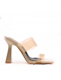 Mixed-material heeled sandal