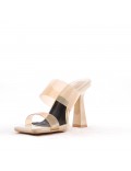 Mixed-material heeled sandal