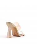 Mixed-material heeled sandal