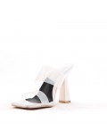 Mixed-material heeled sandal