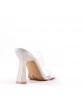 Mixed-material heeled sandal