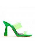 Mixed-material heeled sandal