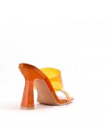 Mixed-material heeled sandal