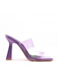 Mixed-material heeled sandal