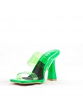 Mixed-material heeled sandal