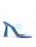 Mixed-material heeled sandal