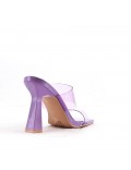 Mixed-material heeled sandal