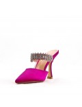 Mixed-material heeled sandal