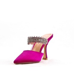 Mixed-material heeled sandal