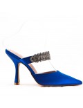 Mixed-material heeled sandal