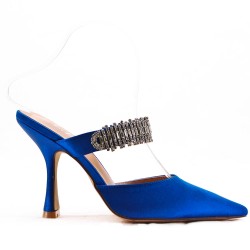 Mixed-material heeled sandal