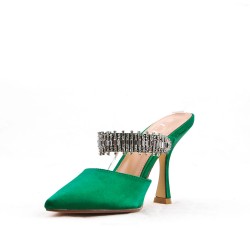 Mixed-material heeled sandal