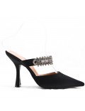 Mixed-material heeled sandal