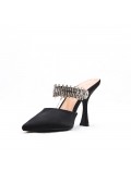 Mixed-material heeled sandal