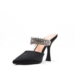 Mixed-material heeled sandal