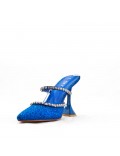 Mixed-material heeled sandal