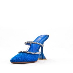 Mixed-material heeled sandal