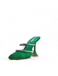 Mixed-material heeled sandal