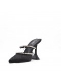 Mixed-material heeled sandal