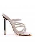 Mixed-material heeled sandal