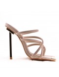 Mixed-material heeled sandal