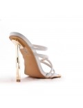 Mixed-material heeled sandal