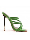 Mixed-material heeled sandal