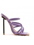 Mixed-material heeled sandal