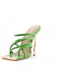 Mixed-material heeled sandal