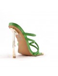 Mixed-material heeled sandal