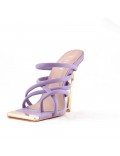 Mixed-material heeled sandal