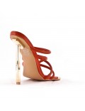 Mixed-material heeled sandal