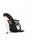 Mixed-material heeled sandal