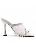 Mixed-material heeled sandal