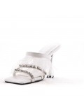 Mixed-material heeled sandal