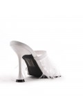 Mixed-material heeled sandal