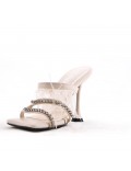 Mixed-material heeled sandal