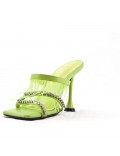 Mixed-material heeled sandal