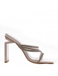 Mixed-material heeled sandal