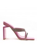 Mixed-material heeled sandal