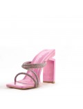 Mixed-material heeled sandal