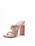 Mixed-material heeled sandal